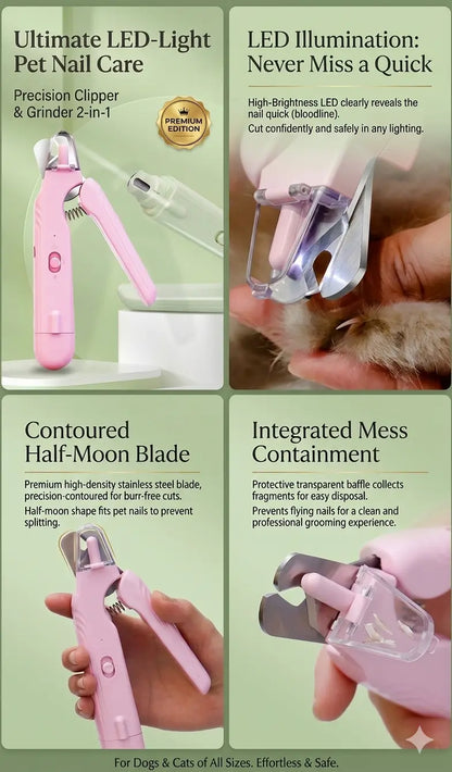 2-in-1 LED Pet Nail Clipper & Grinder