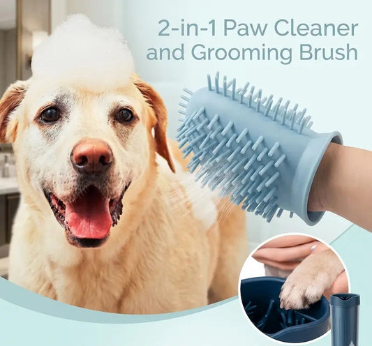 2-in-1 Paw Cleaner Cup & Grooming Brush
