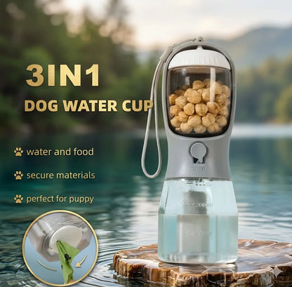 3-in-1 Portable Pet Water Bottle Food Container