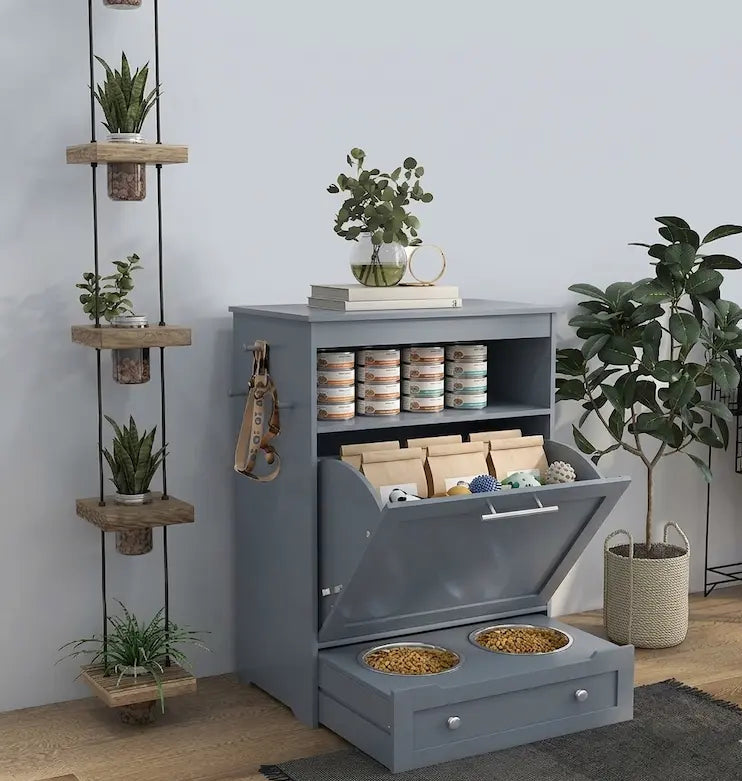 Pet Feeder Station & Storage Cabinet